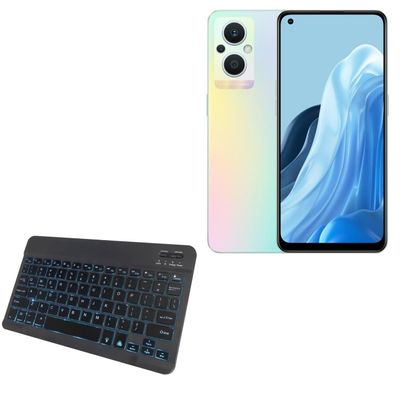 BoxWave Keyboard Compatible with Oppo Reno 7 Z - SlimKeys Bluetooth Keyboard - with Backlight, Portable Slim LED 7 Colors - Jet Black