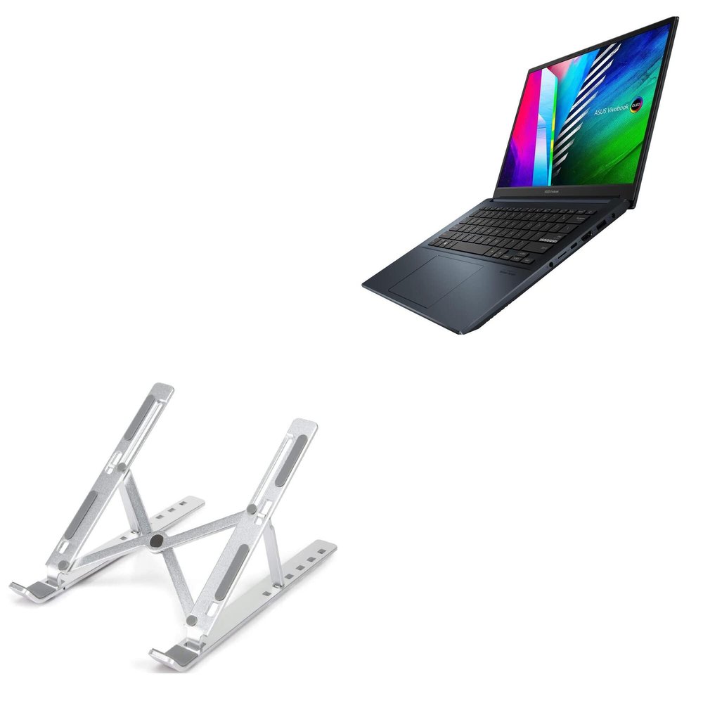 BoxWave Stand and Mount Compatible with ASUS VivoBook Pro 14 (K3400) - Compact QuickSwitch Stand, Portable Multi Angle Viewing Foldable Riser - Metallic Silver