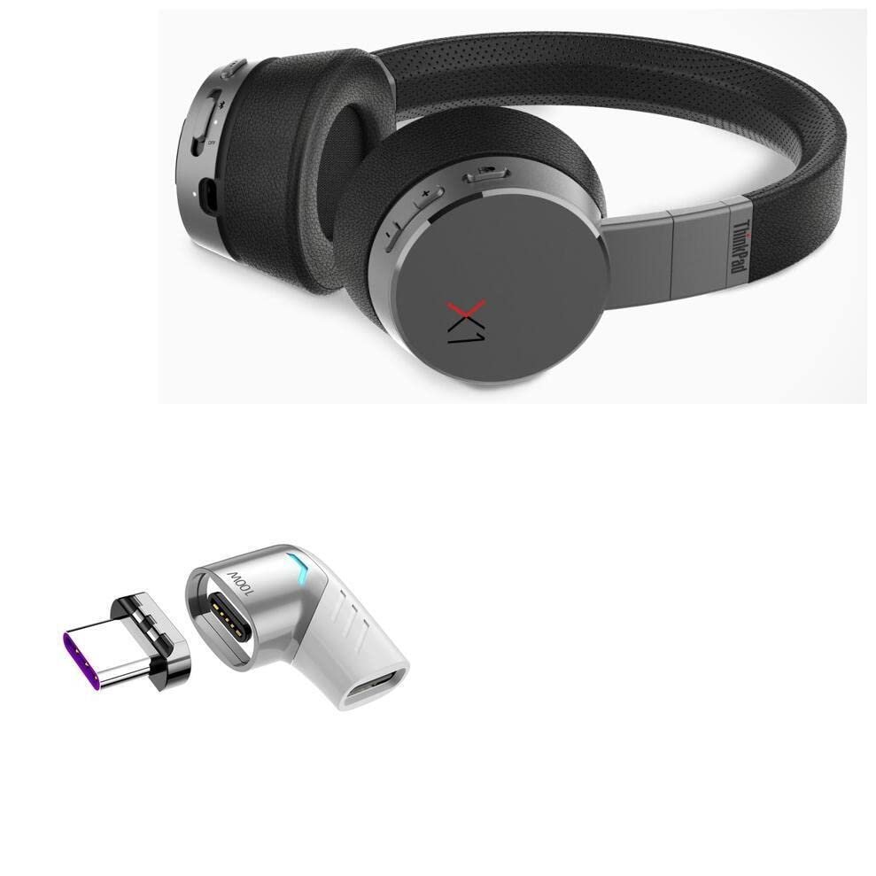 BoxWave Adapter Compatible with Lenovo ThinkPad X1 ANC Headphones - MagnetoSnap PD Angle Adapter, Magnetic Charging Connector Device Saver - Metallic Silver