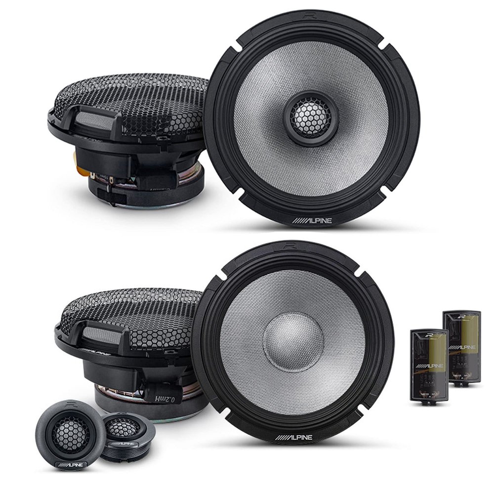 Alpine 6.5" Speaker Upgrade - A Pair of R2-S65 Type R High-Resolution 6.5" Coaxial Speakers & A Pair of R2-S65C High-Resolution 2-Way Component Speakers