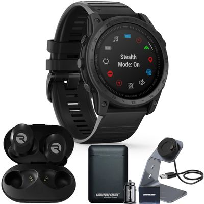 Garmin tactix 7 Standard Tactical GPS Watch with Raycon Everyday Earbuds and Signature Power Bundle