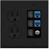 RiteAV 3 HDMI Wall Plate 2 Cat6 1 Coax - Round Outlet [Black/Black] view 1