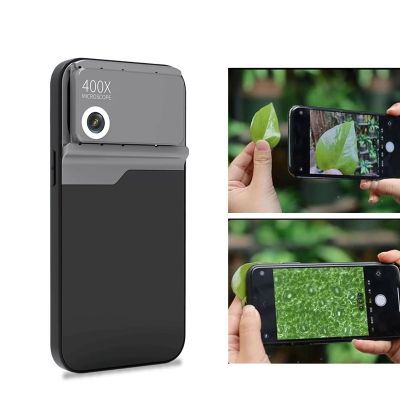 DAUERHAFT 400x Microscope Lens for Phone, Quick Focus Mini HD Phone Microscope with LED Light, Chute Type Installation for 14 Pro