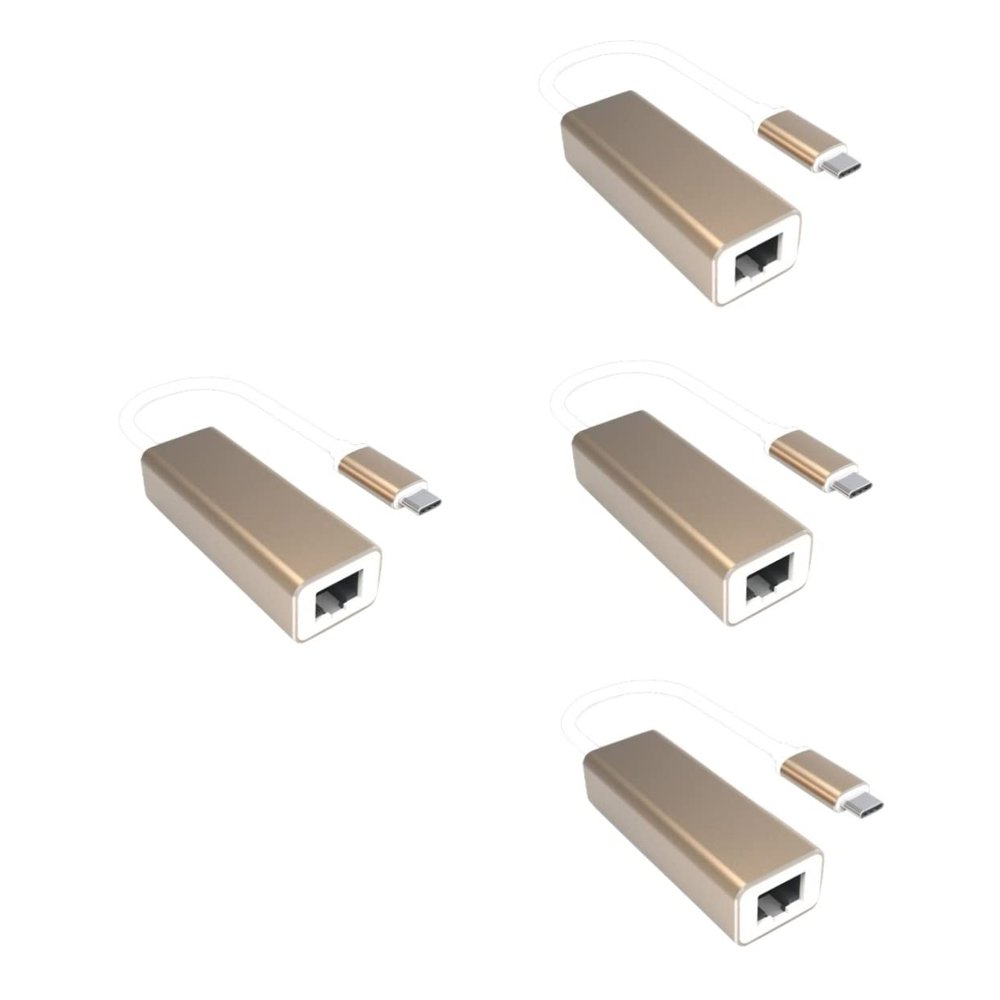 KOMBIUDA 4pcs USB-c to Ethernet Converter Mbps Gigabit Network Adapter LAN Card for External Adapter Dual High-Speed
