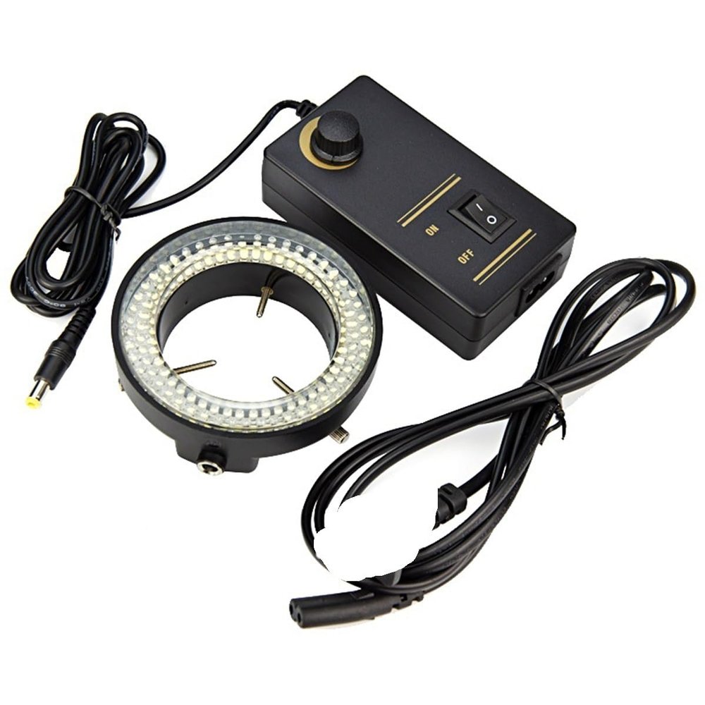 JUIYU Microscope Accessories Kit Microscope Ring Light- Microscope Light Source 60mm Inner Diameter 144PCS LED Ring Lamp Brightness Adjustable AC90V-240V Microscope Slides (Color : Green)