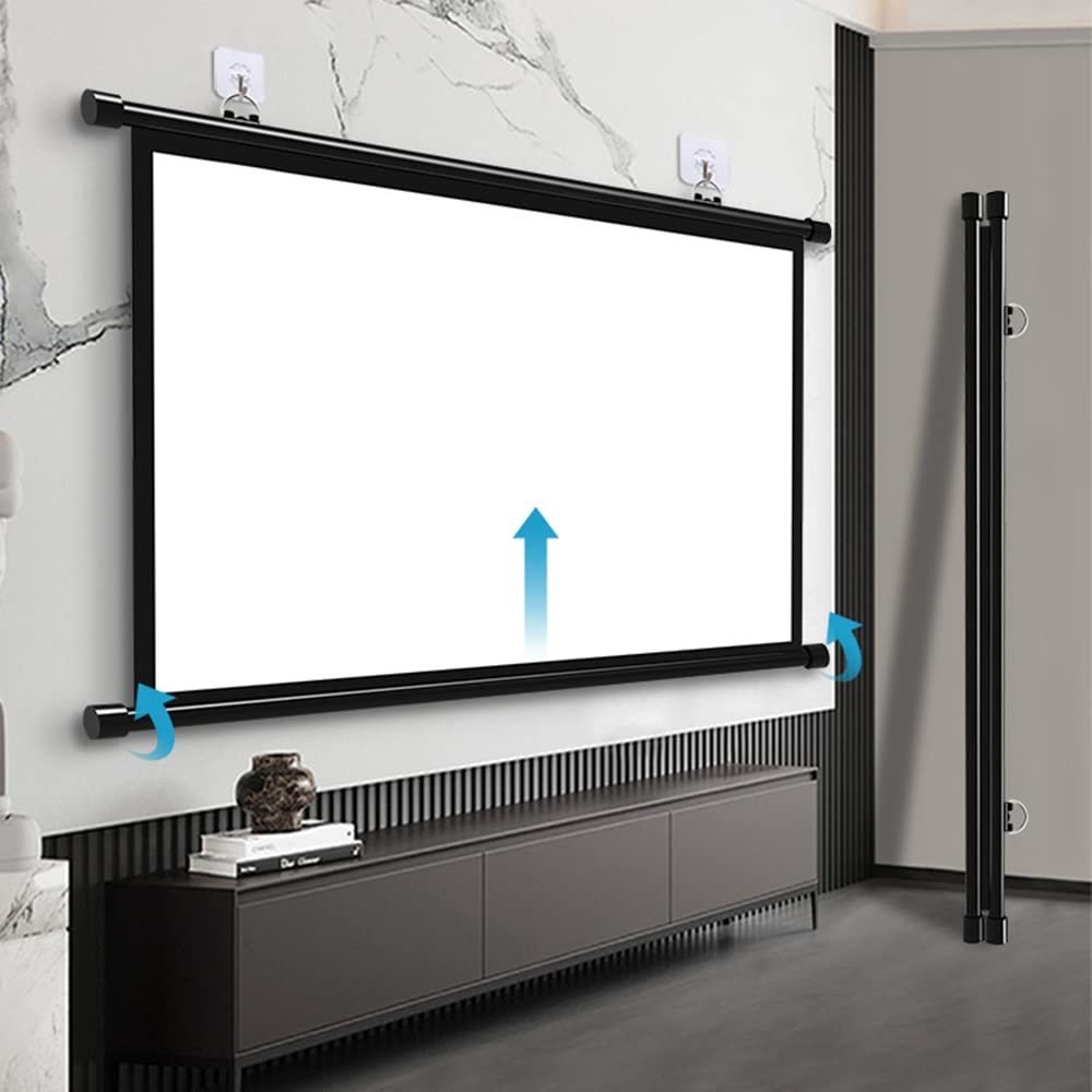 TOCTUS 72 Inch HD Projector Screen 4:3 Projection Screen Indoor Projector Video Screen 4K 3D Portable Movie Screen Projector Screen for Office Public Display(60inch 16:9)