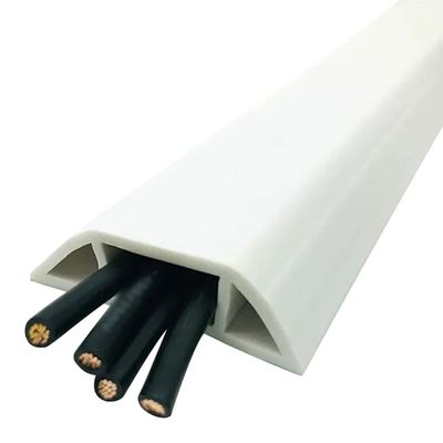 Wire Cover for Floor Carpet Large Capacity Anti-Stepping Soft PVC Floor Cord Cover, Office Hidden Self-Adhesive Cable Cover, Cord Cavity-2 * 1cm/0.8 * 0.4inche (Color : White, Size : 6M)