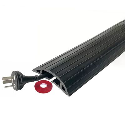 Floor Cable Protector Warehouse Anti-Stepping Soft Rubber Floor Cord Cover, Semicircle Fixed Floor Cable Cover, Cord Cavity-3.5 * 1cm/1.4 * 0.4inches (Color : Black, Size : 10M)