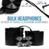 Barks Classroom Headphones (10 Pack, Stealth) - On-Ear Premium Student Bulk Headphones: Perfect for Kids K-12, Schools & Class Sets (Durable, Great Value, Noise Reducing, Comfortable, Easy-to-Clean) view 2