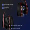 Bluetooth Headphones LED Lights, Colorful Wireless Over Ear Headset for Kids, Built-in Mic, HIFI Stereo Foldable Lightweight Wired Headphones, for Classroom, Home, Gift, Tablet, Adult, Game(Red) view 3