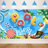 Younger Land Summer Beach Party Backdrop 7x5ft Polyester Pool Party Backdrop Hawaiian Beach Party Backdrop Pool Banner Backdrop for Kids Summer Pool Party Decorations Backdrop YL105 view 1