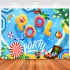 Younger Land Summer Beach Party Backdrop 7x5ft Polyester Pool Party Backdrop Hawaiian Beach Party Backdrop Pool Banner Backdrop for Kids Summer Pool Party Decorations Backdrop YL105 view 3