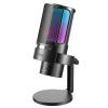 FIFINE Gaming USB Microphone, PC Computer Mic with 4 Polar Patterns for Podcast Streaming Recording YouTube, RGB Condenser Desktop Mic for Windows, Mac, with Headphone Jack-AmpliGame A8 Plus view 1