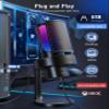 FIFINE Gaming USB Microphone, PC Computer Mic with 4 Polar Patterns for Podcast Streaming Recording YouTube, RGB Condenser Desktop Mic for Windows, Mac, with Headphone Jack-AmpliGame A8 Plus view 2