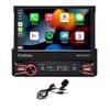 1Din Car Stereo with Wireless Carplay & Android Auto 7" Electric Flip Out HD Touch Screen Car Radio Supports Intelligent Voice Mirror Link Bluetooth FM/USB/AUX/TF+Lapel Microphone view 1