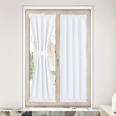 NICETOWN Room Darkening French Door Curtain for Kitchen Window, Pure White Shade Rod Pocket Thermal Insulated Energy Saving Curtain for Living Room, 1 Panel, 36 x 80 Inches