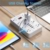 10 Ft Long Extension Cord,Power Strip Surge Protector HUNIAN Flat Plug with 8 Widely Spaced Outlets 6 USB(1 USB C Port), Wall Mount Charging Station for Home and Office,White view 2