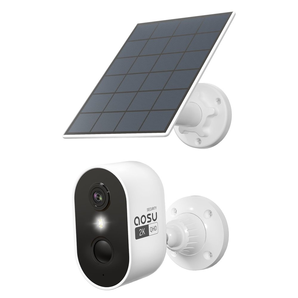 aosu 2K Solar Camera Outdoor Wireless, Cameras for Home Security, WiFi Camera for Home Surveillance with Spotlight Color Night Vision, PIR/AI Motion Detection, 2-Way Talk, IP66 Waterproof