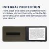 kwmobile Cover Compatible with Kobo Clara 2E / Tolino Shine 4 Case - Stand + Strap - Books and Pages Beige/Brown/Gold view 4
