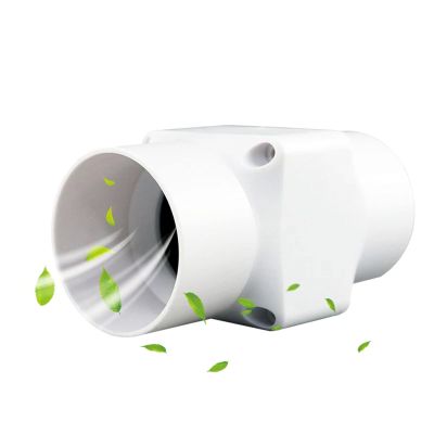 BAZIGA Quiet 2 Inline Duct Fan Mini Ventilator Fan 22 CFM White Round Exhaust Fan with 20CM Steel Pipe for Grow Tent, Basements, Bathrooms and Kitchens (6w Adjustable Speed)