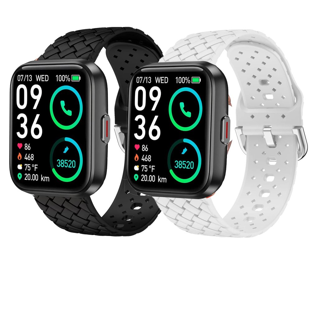 Compatible for SKG V7 Pro Smart Watch Band, Silicone Braided Weave Sport Soft Replacement Straps Compatible for SKG V7 Pro/ENOMIR ID208BT 1.7 Smart Watch/Aeac 1.7" Smartwatch ID208/ENGERWALL ID208BT/Konitee ID208BT Watch/DECWIN ID208 Smart Watch/FACO