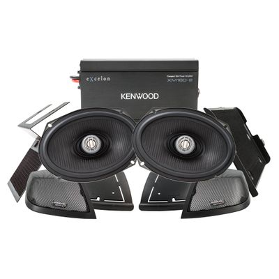 Kenwood Excelon P-HD2R Rear Audio Package for Select 2014-Up Harley-Davidson Models - (1) XM160-2 Audio Amplifier, (2) 6"x9" Excelon XM69R Motorcycle Speaker Pair, Includes Mounting Plates & Grilles