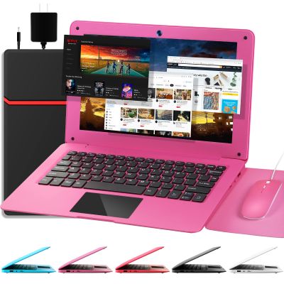 G-Anica Laptop Computer(10.1 inch), Quad Core Powered by Android 12.0, Netbook Computer with WiFi, Webcam and Bluetooth, Mini Laptop with Bag, Mouse, and Mouse Pad for Kids and AdultsPink