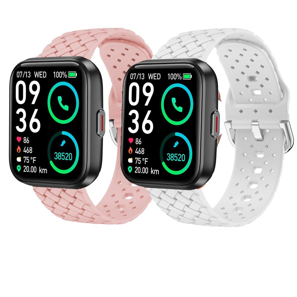 Compatible for SKG V7 Pro Smart Watch Band, Silicone Braided Weave Sport Soft Replacement Straps Compatible for SKG V7 Pro/ENOMIR ID208BT 1.7 Smart Watch/Aeac 1.7" Smartwatch ID208/ENGERWALL ID208BT/Konitee ID208BT Watch/DECWIN ID208 Smart Watch/FACO