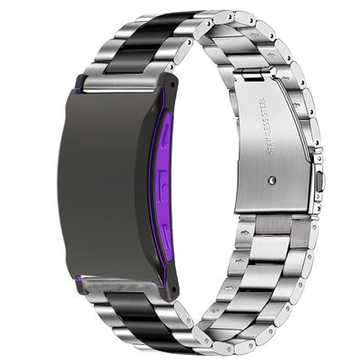 Lamshaw Compatible for Pavlok 3 Band, Quick Release Stainless Steel Metal Replacement Straps Compatible with Pavlok 3 (Silver-Black)