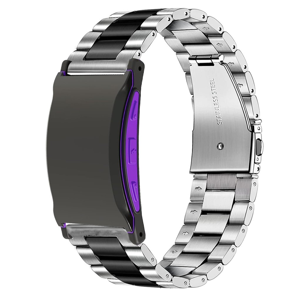Lamshaw Compatible for Pavlok 3 Band, Quick Release Stainless Steel Metal Replacement Straps Compatible with Pavlok 3 (Silver-Black)