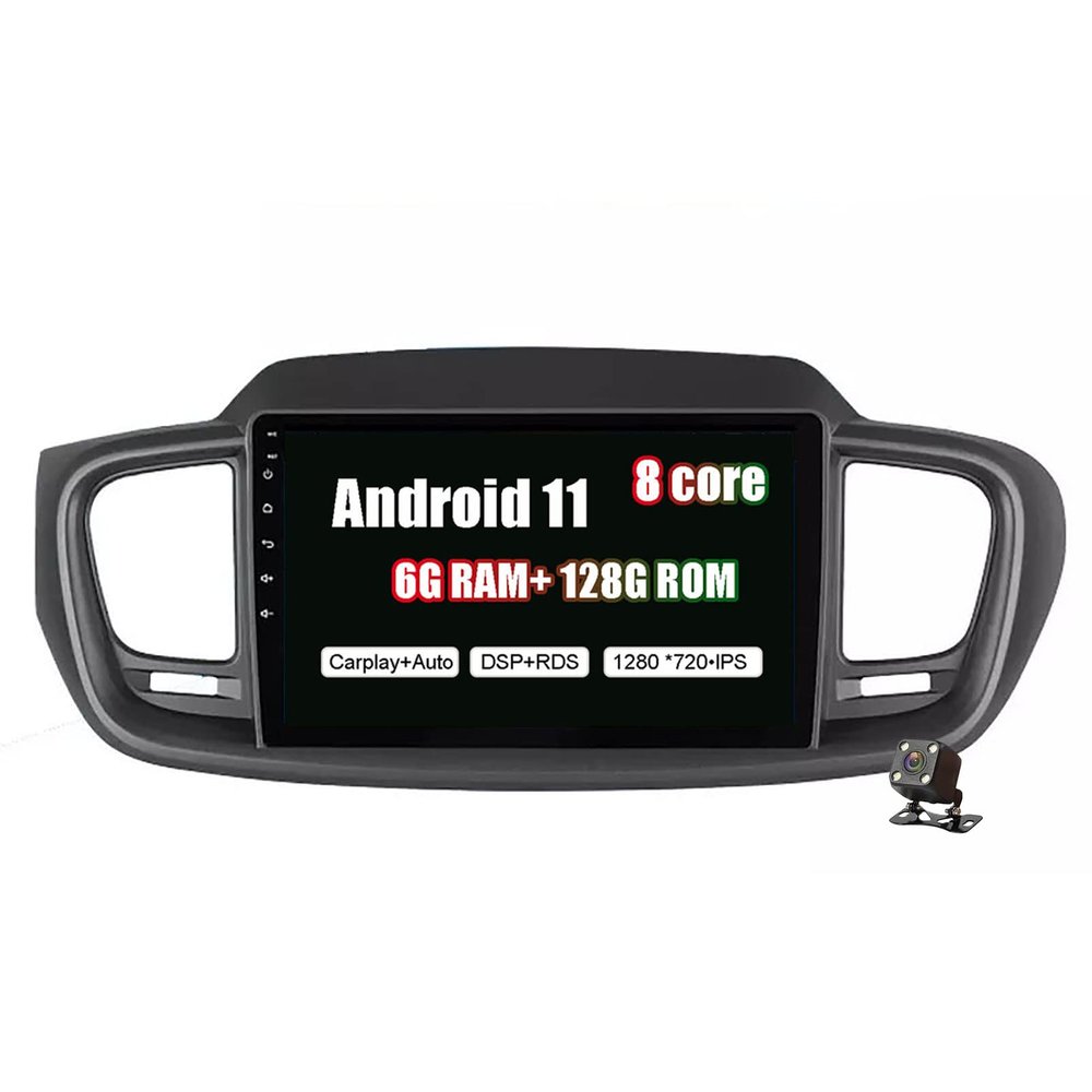 Android 11 Autorradio Car Radio Car Stereo with Double Din Head Unit for KIA Sorento 2015-2018 Bluetooth Navi Radio Multimedia Support FM RDS DSP DAB+ OBD2 CarPlay Sat Nav Video Player