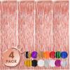 Voircoloria 4 Pack Rose Gold Foil Fringe Backdrop Curtains, 3.3x8.2Ft view 1