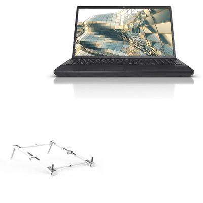 BoxWave Stand and Mount Compatible with Fujitsu LifeBook A3510 - Pocket Aluminum Stand 3-in-1, Portable Multi Angle Viewing Riser - Metallic Silver