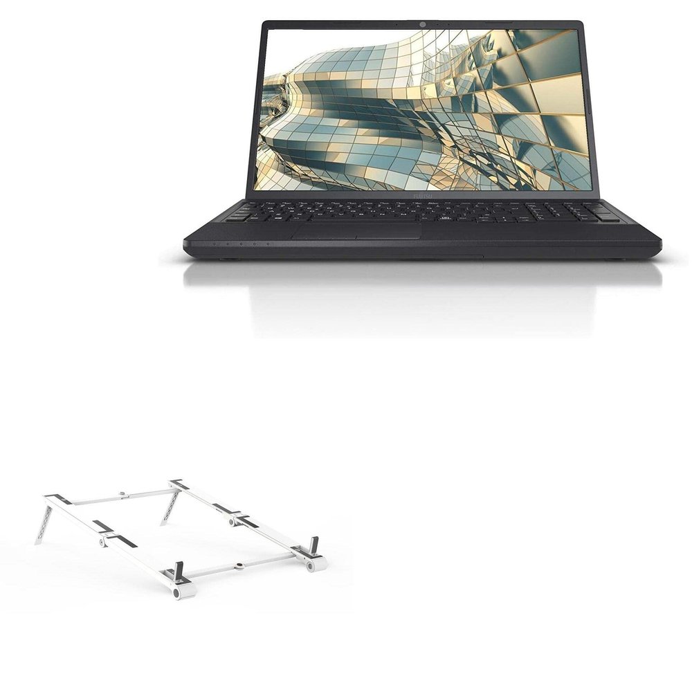 BoxWave Stand and Mount Compatible with Fujitsu LifeBook A3510 - Pocket Aluminum Stand 3-in-1, Portable Multi Angle Viewing Riser - Metallic Silver