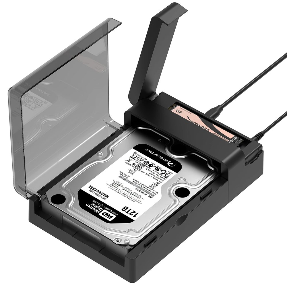 SABRENT USB-C Lay Flat Docking Station NVMe M.2 + SATA 2.5/3.5 SSD/HDD Enclosure, 10Gbps, Tool-Free, Offline Clone Function, USB 3.2 Type-C, for Windows, Mac, Linux (DS-UFNC)