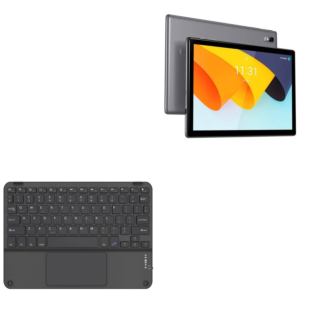 BoxWave Keyboard Compatible with BYYBUO SmartPad A10 Tablet (10.1 in) - SlimKeys Bluetooth Keyboard with Trackpad, Portable Slim TouchPad - Jet Black