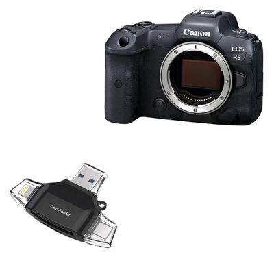 BoxWave Smart Gadget Compatible with Canon EOS R5 - AllReader SD Card Reader, microSD Card Reader SD Compact USB - Jet Black