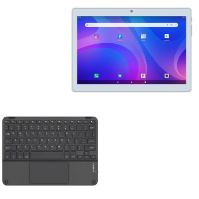 BoxWave Keyboard Compatible with SZTPSLS Tablet Android 10 S10 (10.1 in) - SlimKeys Bluetooth Keyboard with Trackpad, Portable Slim TouchPad - Jet Black