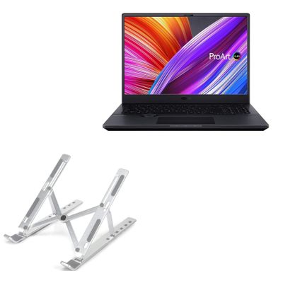 BoxWave Stand and Mount Compatible with ASUS ProArt StudioBook 16 (H7600) - Compact QuickSwitch Stand, Portable Multi Angle Viewing Foldable Riser - Metallic Silver