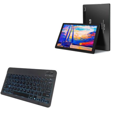 BoxWave Keyboard Compatible with LECTRUS Android Tablet X11 (10.1 in) - SlimKeys Bluetooth Keyboard - with Backlight, Portable Slim LED 7 Colors - Jet Black