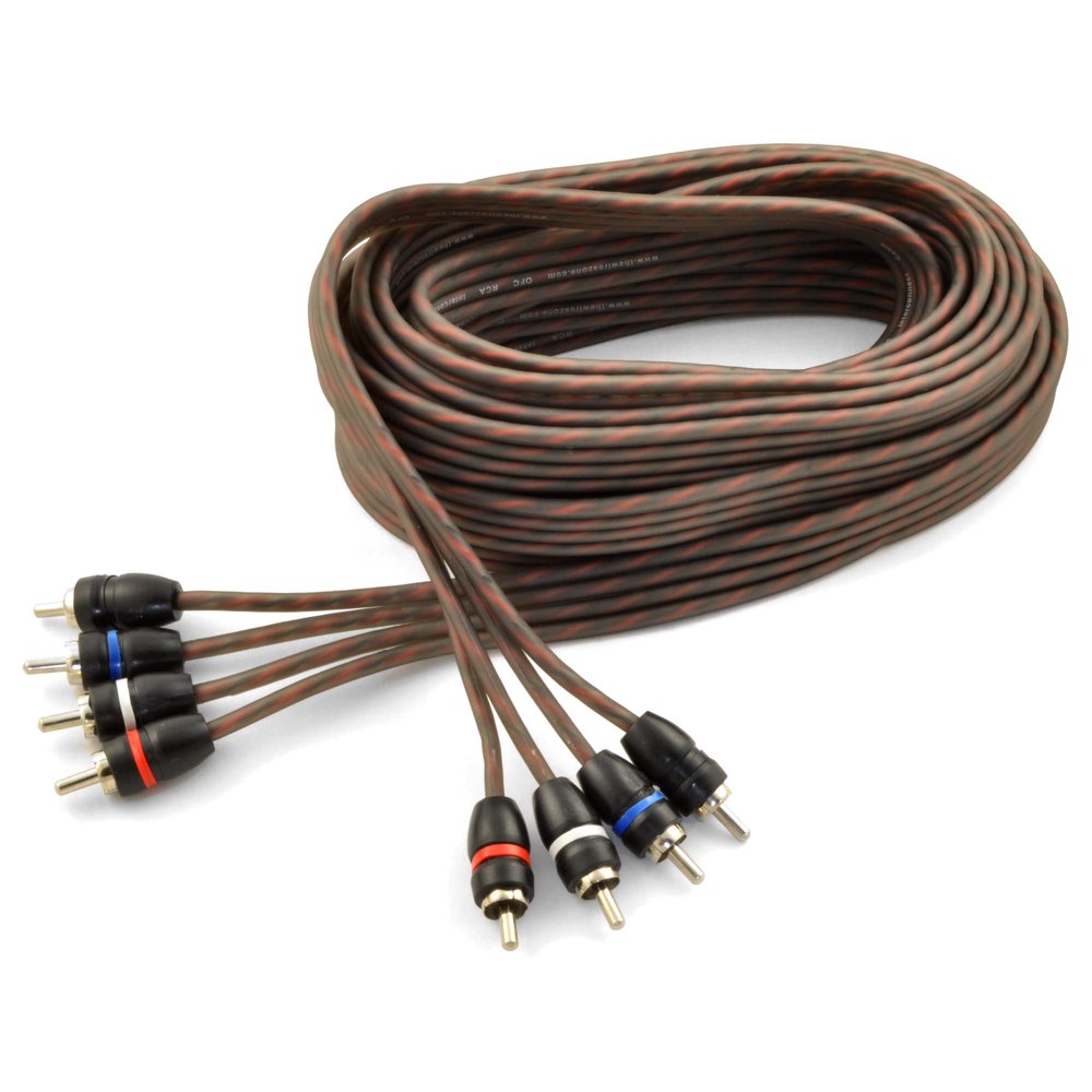 The Wires Zone 17ft 4-Channel Male to Male OFC Twisted Pair RCA Cable for Car or Home Audio