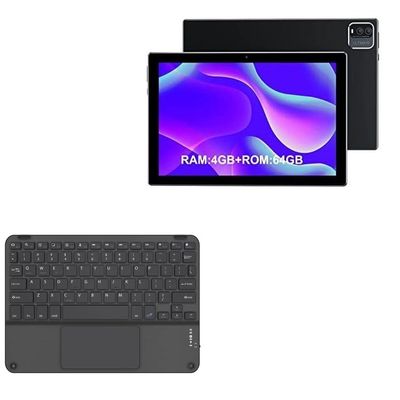 BoxWave Keyboard Compatible with YQSAVIOR Android 11 Tablet CP20 (10 in) - SlimKeys Bluetooth Keyboard with Trackpad, Portable Slim TouchPad - Jet Black