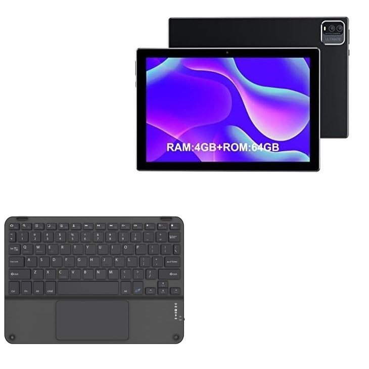 BoxWave Keyboard Compatible with YQSAVIOR Android 11 Tablet CP20 (10 in) - SlimKeys Bluetooth Keyboard with Trackpad, Portable Slim TouchPad - Jet Black