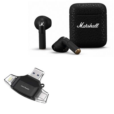 BoxWave Smart Gadget Compatible with Marshall Minor III - AllReader SD Card Reader, microSD Card Reader SD Compact USB - Jet Black