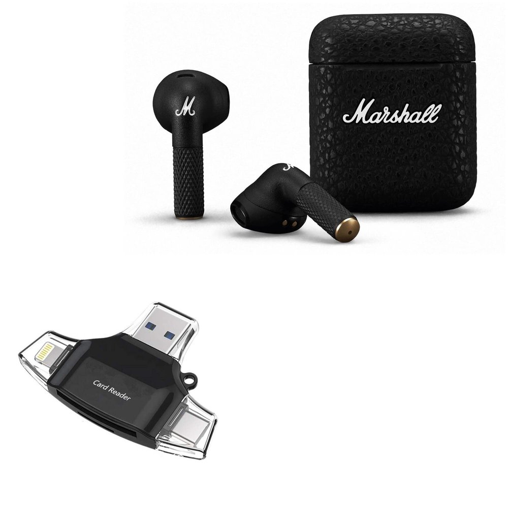 BoxWave Smart Gadget Compatible with Marshall Minor III - AllReader SD Card Reader, microSD Card Reader SD Compact USB - Jet Black