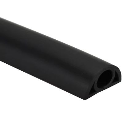 Floor Cord Cover Carpet Church Self-Adhesive Soft PVC Floor Cable Protector, Anti-Trip Curved Floor Easy to Cut Wireway, Cord Cavity-1cm/0.4inches (Color : Black, Size : 3M)