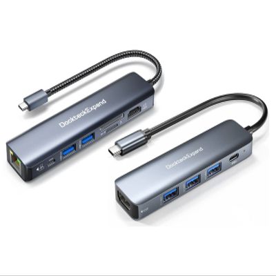1pcs 7-in-1 USB C HUB + 1pcs 5-in-1 USB C HUB