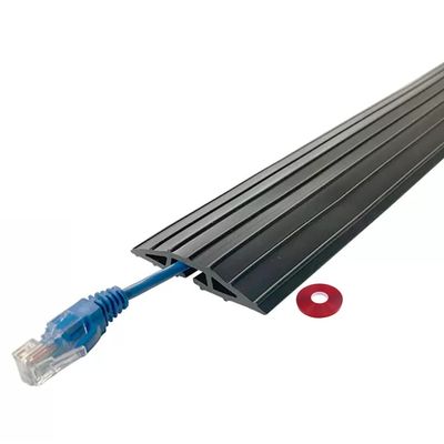 Cord Cover Floor Office Anti-Stepping Soft Rubber Floor Cord Cover, Easy to Cut/Install Protection Wire Cover for Floor, Cord Cavity-1.5 * 0.5cm/0.6 * 0.2inches (Color : Black, Size : 5M)