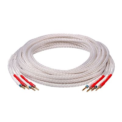 AVPLAY AV-0804 Top Class Hiend HiFi Audiophile Biwired Speaker Cable OFC Copper Body Sliver Cover Plug Plated Gold Jumper Cable (6.5m, 2 to 2 Plus)