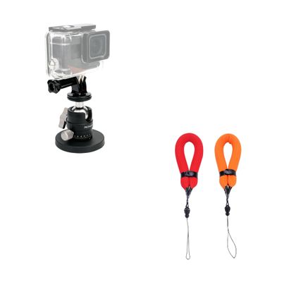 PROfezzion 2 Pack Waterproof Camera Float Strap for underwater Camera & Magnetic Mount Base Stand Kit with Deluxe Ball